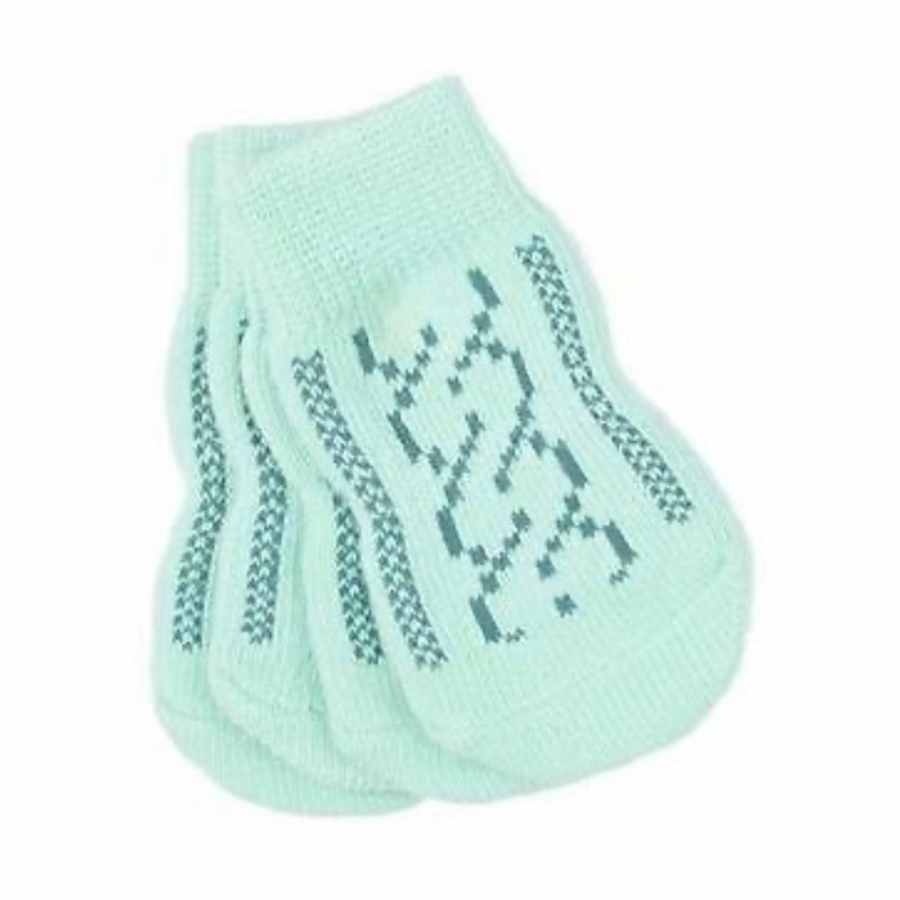 All Four Feet - Pup Crew Non-Skid Mint Green Cable Knit Dog Socks 3-Pack